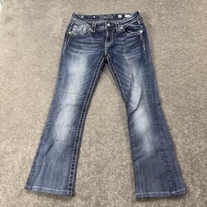 Miss Me Womens Signature Boot Jeans Medium Wash Embroidered Cross Pockets 27 Y2K